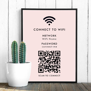 Poster Wifi Network QR Code internet Scan to Connect Pink