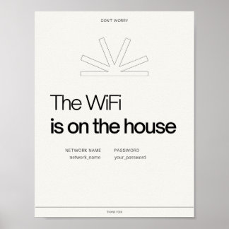 Poster Wifi réseau auberge airbnb bed & breakfast info