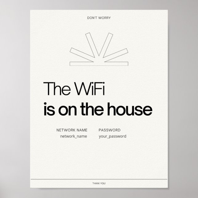 Poster Wifi réseau auberge airbnb bed & breakfast info (Devant)