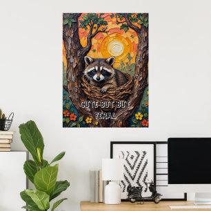 Poster Wild and Wonderful : Raccoon dans le nid