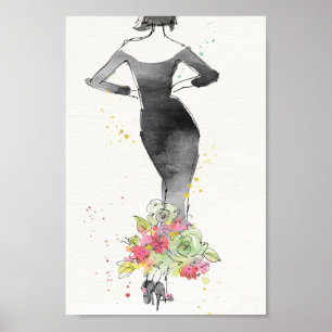 Poster Wild Apple   Chic Floral Dress Sketch