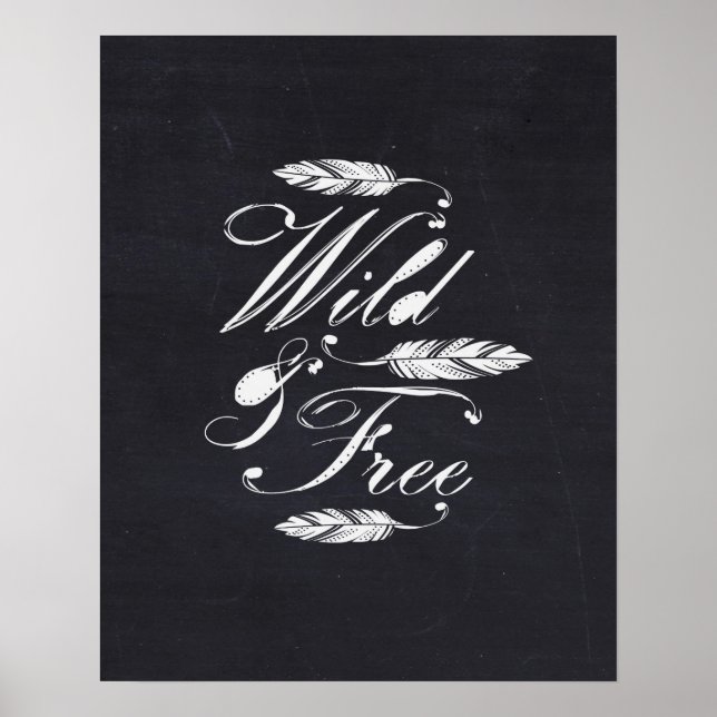 Poster Wild & Free/White-Black (Devant)