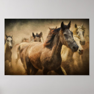 Poster Wild Herd of Horses Decoupage Print