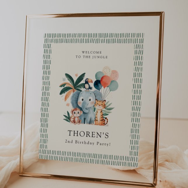Poster Wild Jungle Theme Birthday Party Welcome (Créateur téléchargé)