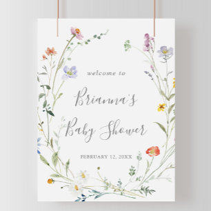 Poster Wild Multicolor Floral Baby shower Bienvenue
