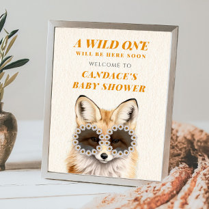 Poster Wild One Daisy Fox Baby shower Bienvenue