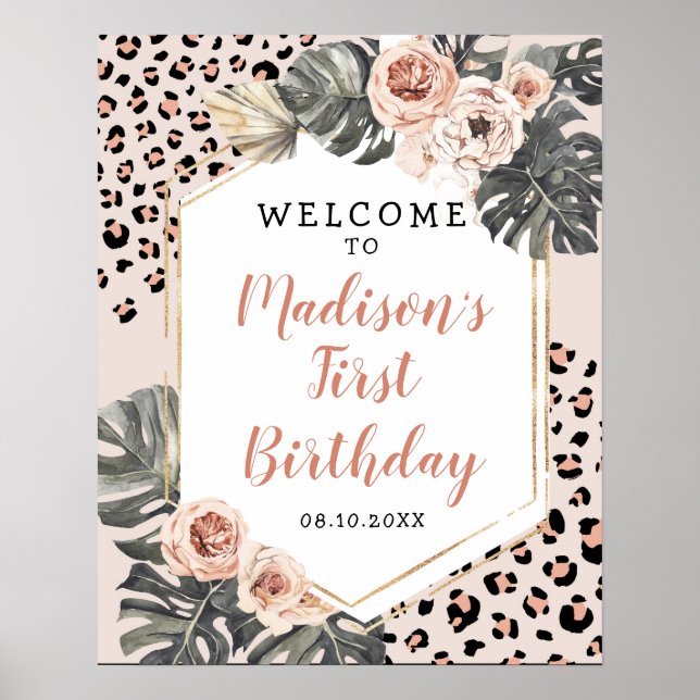 Poster Wild One Empreinte de léopard Girl Birthday Affich (Devant)