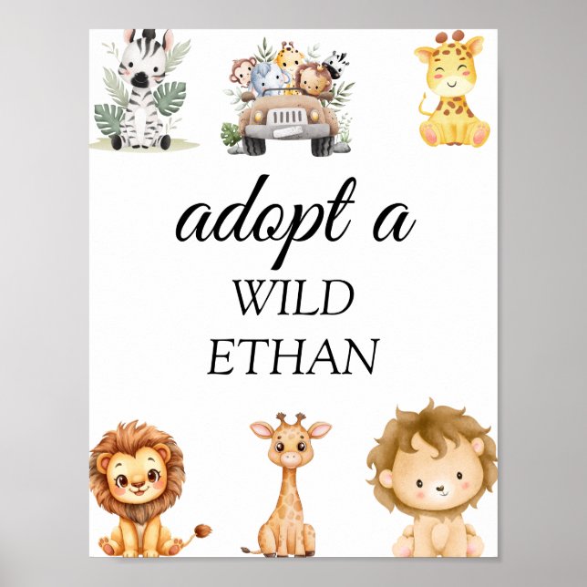 Poster Wild One Jungle Safari Birthday for Boys (Devant)
