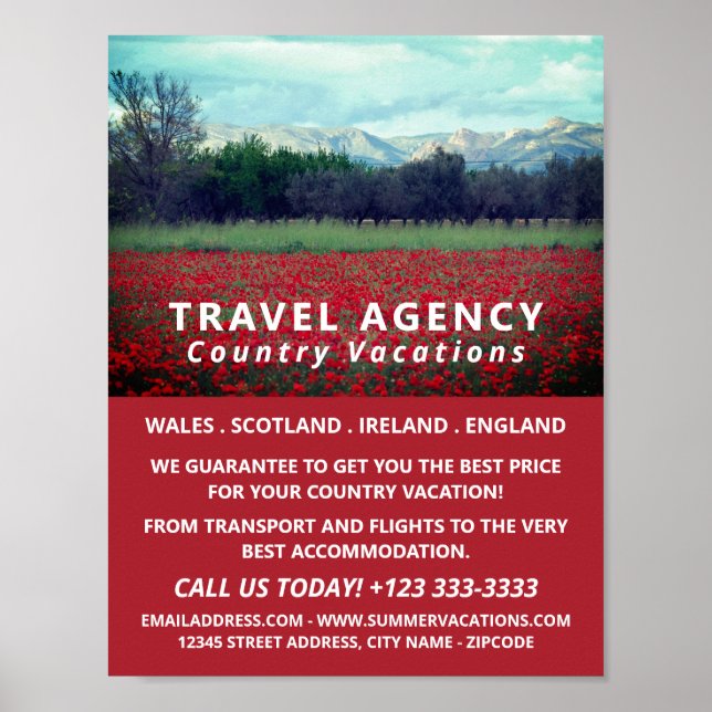 Poster Wild Poppy Field, Agence de Voyage Publicité (Devant)