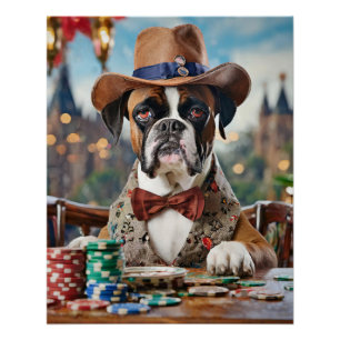 Poster Wild West Willy, Boxe jouant au Poker