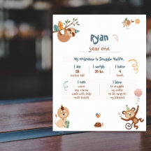 Poster Wild Year One Milestones avec Zoo Animaux