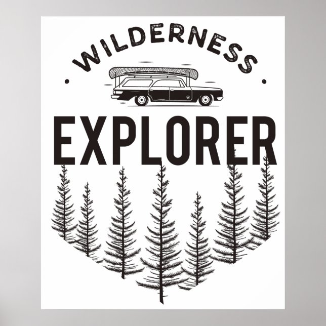 Poster Wilderness Explorer Station Wagon Canoe Trees (Devant)