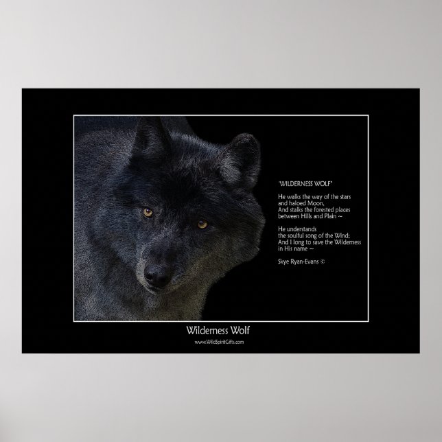 Poster WILDERNESS WOLF avec poème (Devant)