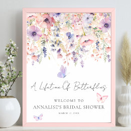 Poster Wildflower Butterfly Bridal Shower Welcome Sign