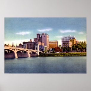 Poster Wilkes Barre Pennsylvania Skyline Susquehanna Rive