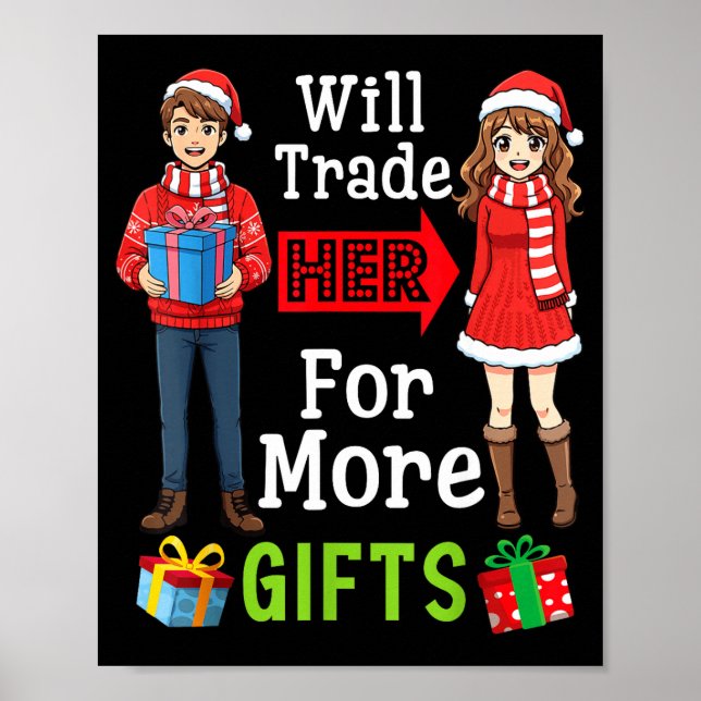 Poster Will Trade Her For More Funny Christmas Couple Quo (Devant)