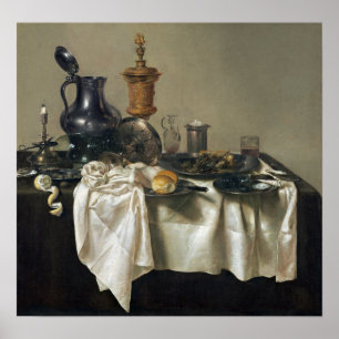 Poster Willem Claesz Pièce de banquet Heda avec tarte min