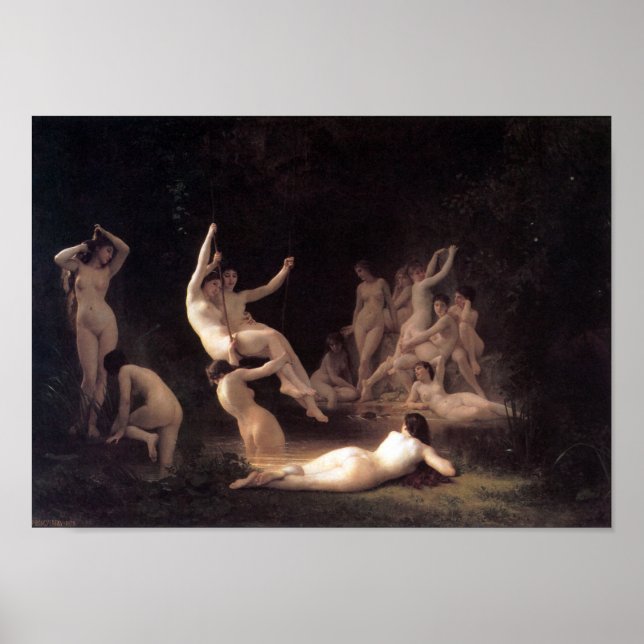 Poster William-Adolphe Bouguereau-Le Nymphaeum (Devant)