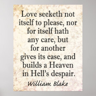 Poster William Blake Citation - Le paradis dans le désesp