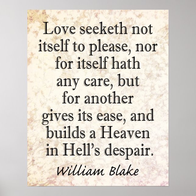 Poster William Blake Citation - Le paradis dans le désesp (Devant)