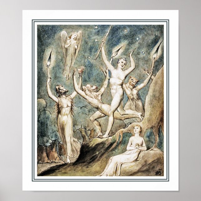 Poster William Blake : Comus avec ses Révélateurs (Devant)