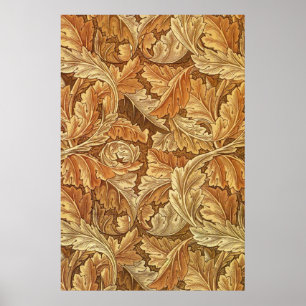 Poster William Morris Acanthus Brun Feuilles d'Automne