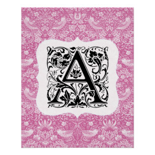 Poster William Morris Alphabet Strawberry Thief Rose
