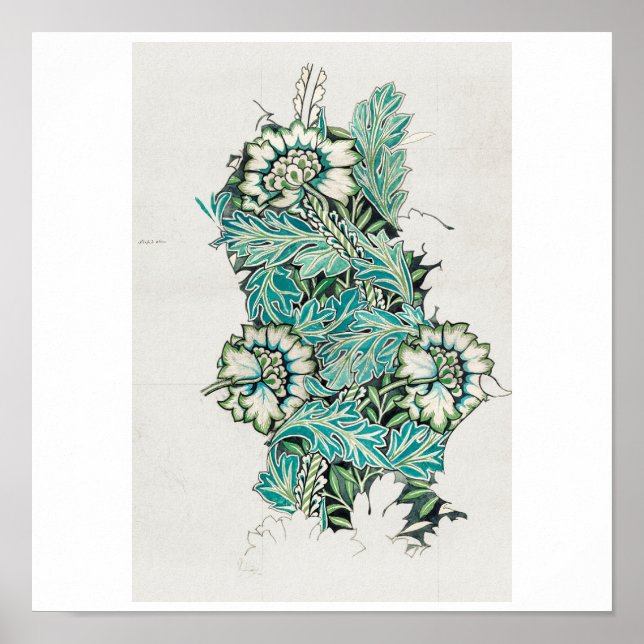 POSTER : WILLIAM MORRIS : ANEMONE WATERCOLOUR (Front)