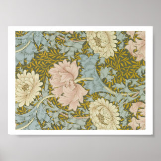 Poster William Morris Chrysanthème Vintage rose floral