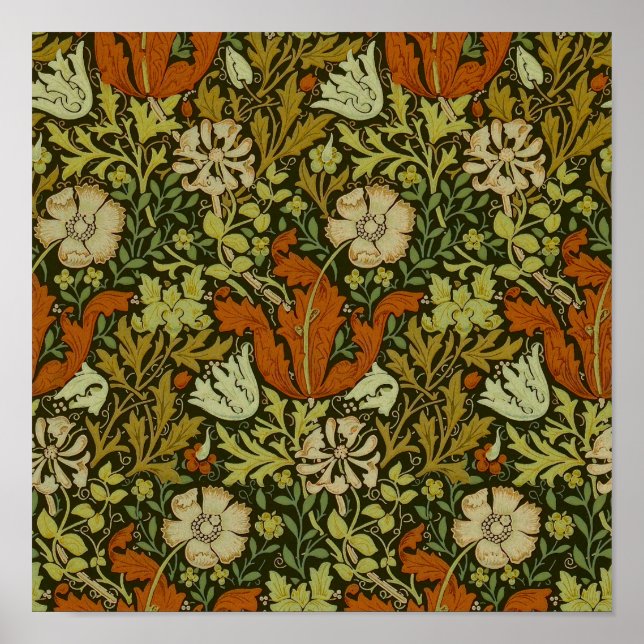 Poster William Morris - Design textile Cray (Devant)