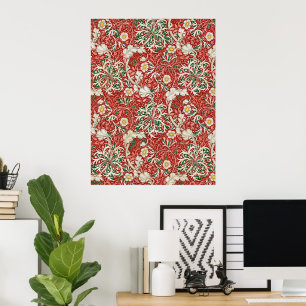 Poster William Morris Fleur d'antiquité aux algues Vert r