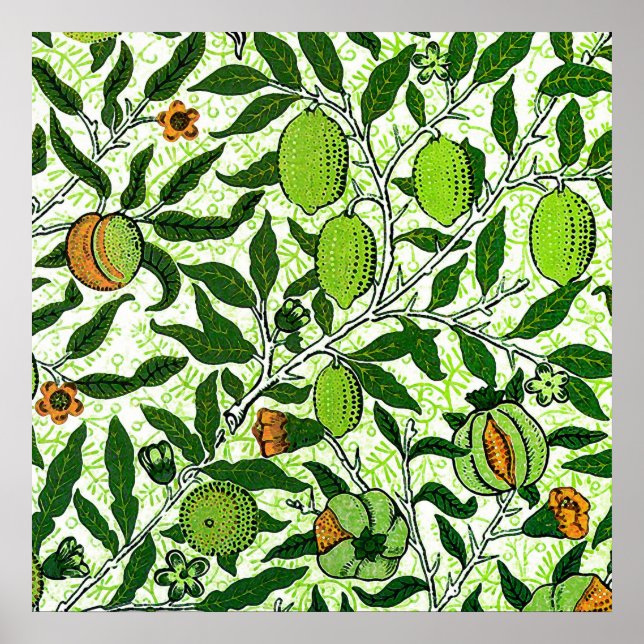 Poster William Morris Fruit exotique, Vert citron vert (Devant)