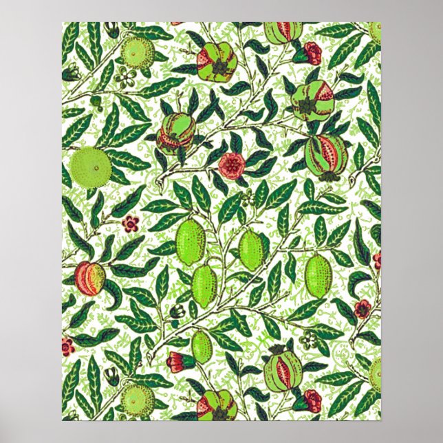 Poster William Morris Fruit, Limes et pêches exotiques (Devant)