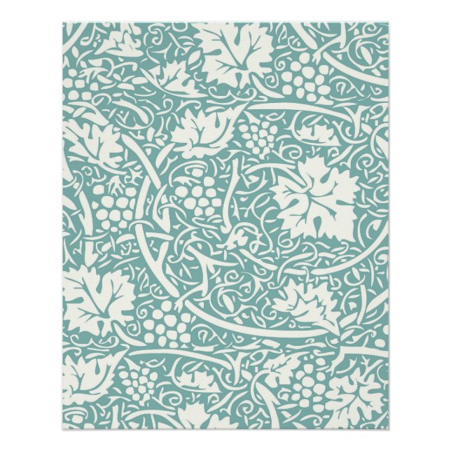 Poster William Morris Grape Motif Turquoise Turquoise (Devant)