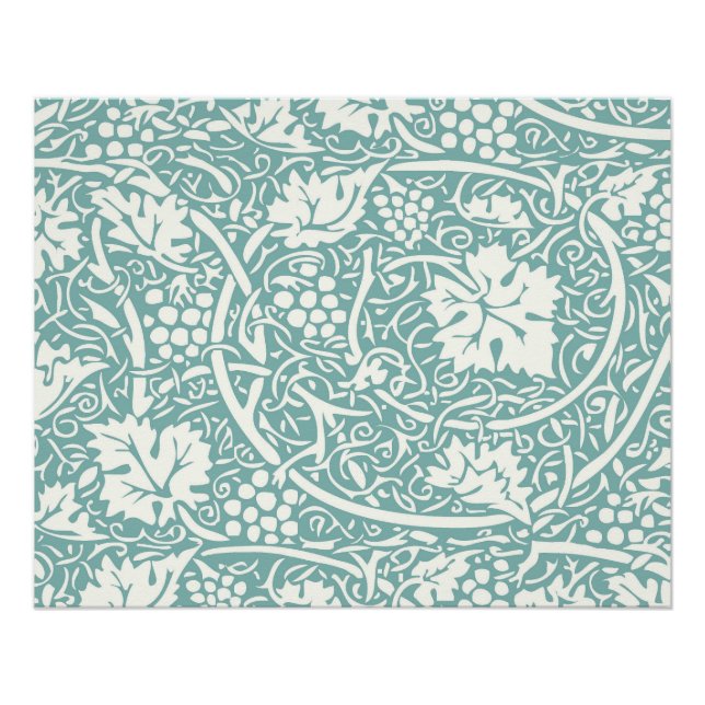 Poster William Morris Grape Motif Turquoise Turquoise (Devant)