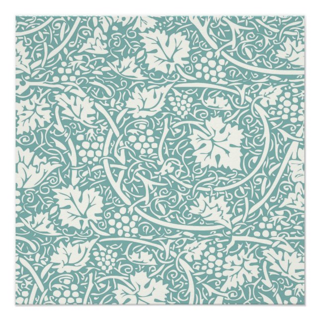 Poster William Morris Grape Motif Turquoise Turquoise (Devant)