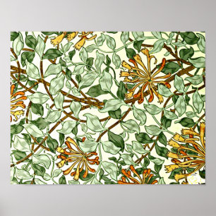 Poster William Morris - Honeysuckle Green and Gold