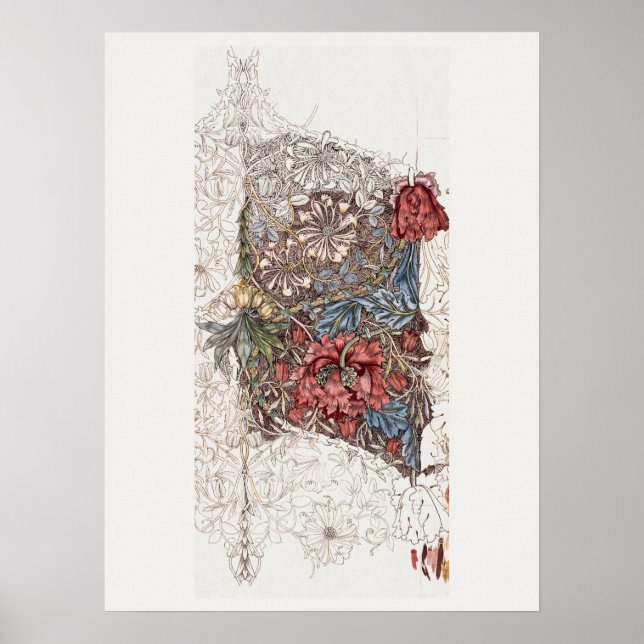 POSTER : WILLIAM MORRIS : HONEYSUCKLE + TULIP (Front)