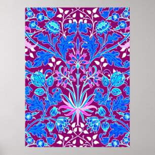 Poster William Morris Hyacinth Imprimer, Aqua et Purple