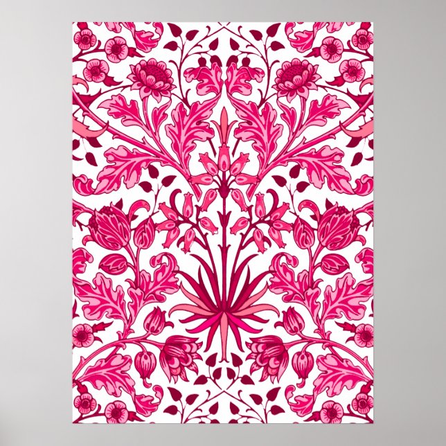 Poster William Morris Hyacinth Imprimer, Bourgogne et ros (Devant)