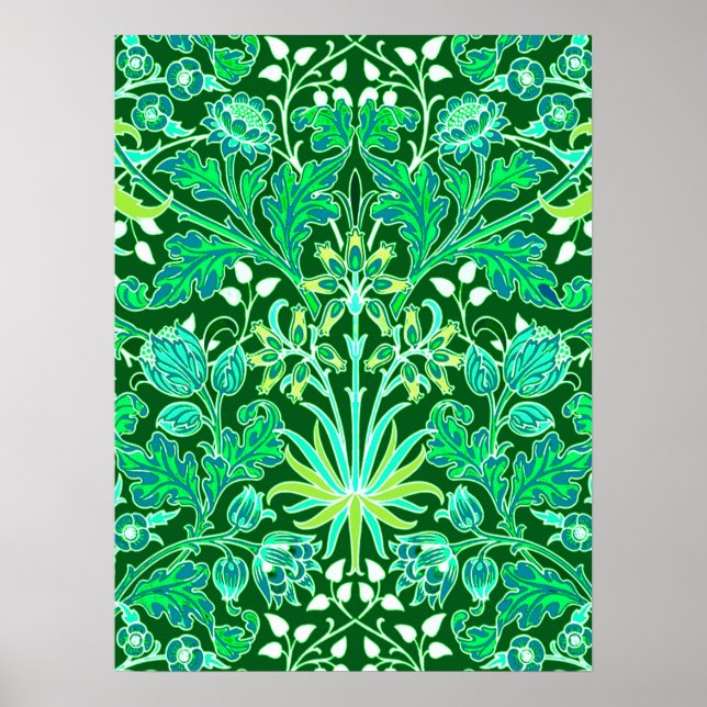 Poster William Morris Hyacinth Imprimer, Emerald Green (Devant)