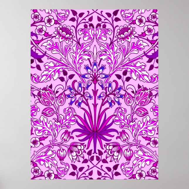 Poster William Morris Hyacinth Imprimer, Lavande et Viole (Devant)