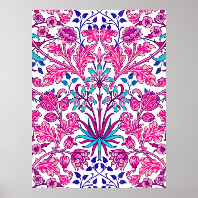 Poster William Morris Hyacinth Imprimer, rose Fuchsia (Devant)