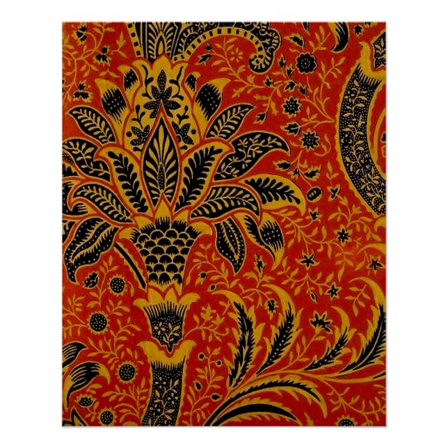 Poster William Morris Inde Floral rouge (Devant)