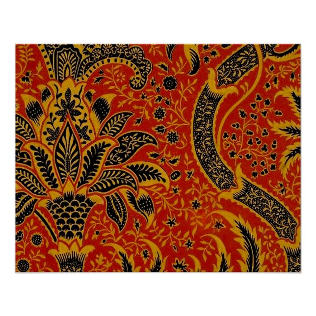 Poster William Morris Inde Floral rouge (Devant)