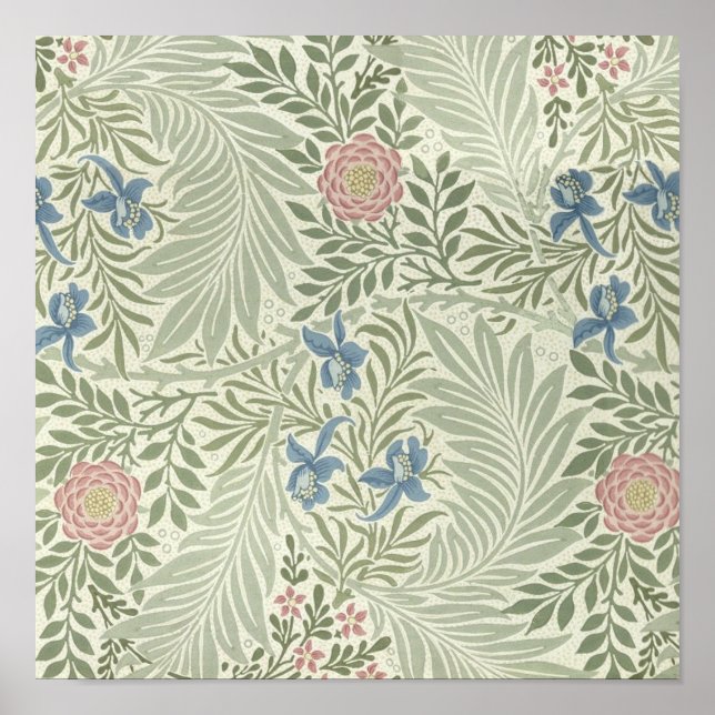 Poster William Morris Larkspur Floral Fond d'écran Motif (Devant)