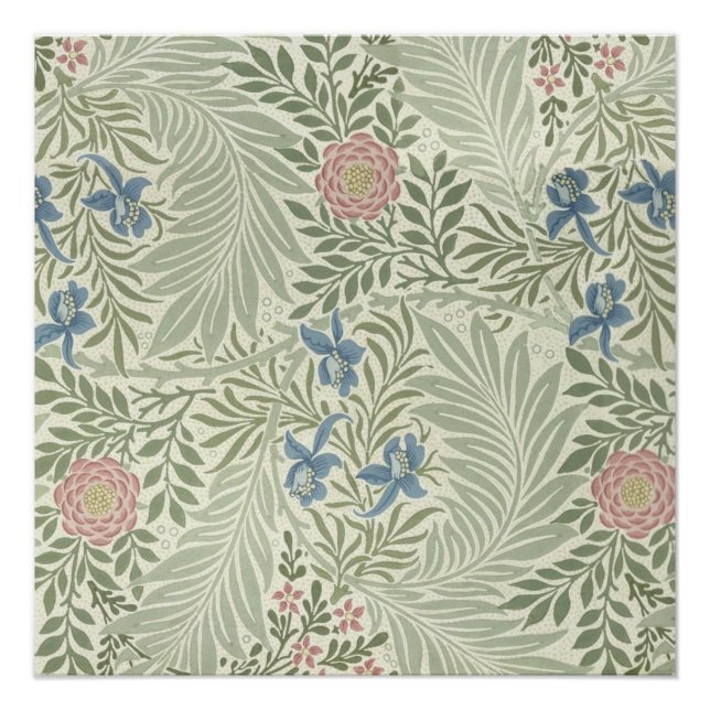 Poster William Morris Larkspur Fond d'écran floral (Devant)