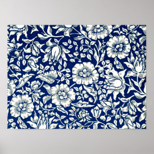 Poster William Morris - Mallow bleu