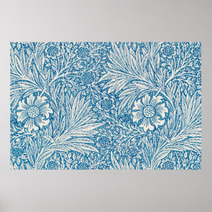 Poster William Morris marigold bleu motif