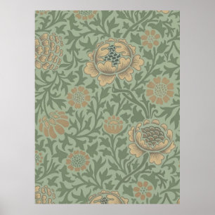 Poster William Morris motif floral Grafton vert sauge